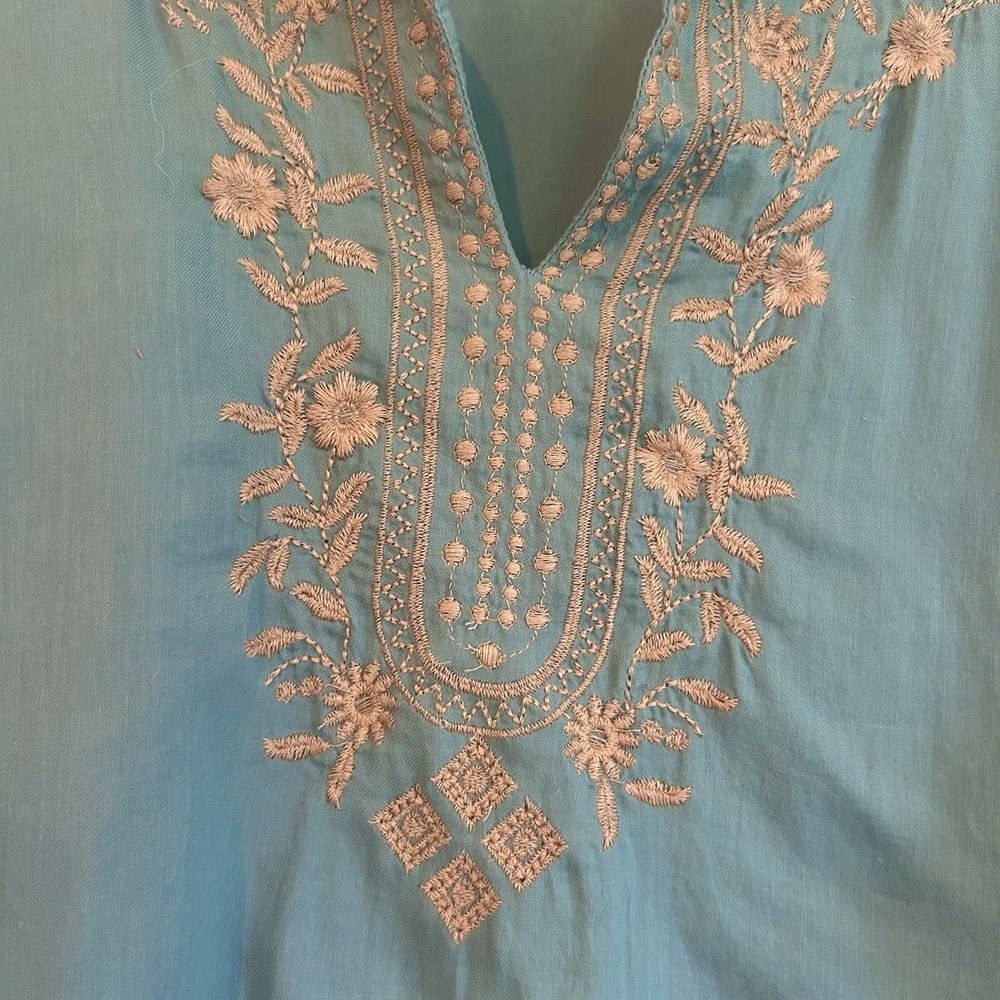 J Jill Embroidered Blouse Sz S Petite Floral 100% Cotton Lightweight Boho - Picture 2 of 13